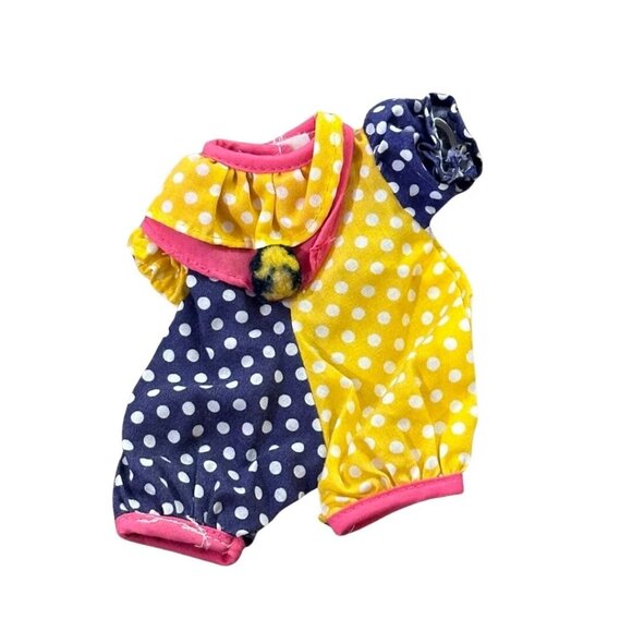 Doll Clown Costume Polka Dot Romper Outfit Yellow & Navy Preowned - Picture 1 of 2